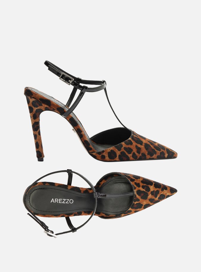 Scarpin Animal Print Salto Alto Aberto Tiras