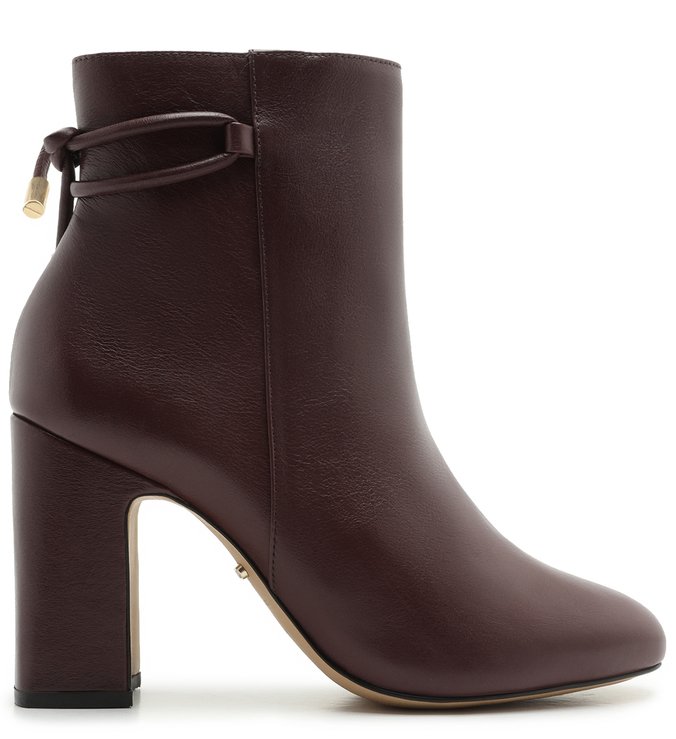 Bota Cano Médio Vermelha Couro Salto Bloco Zíper Hot Berry