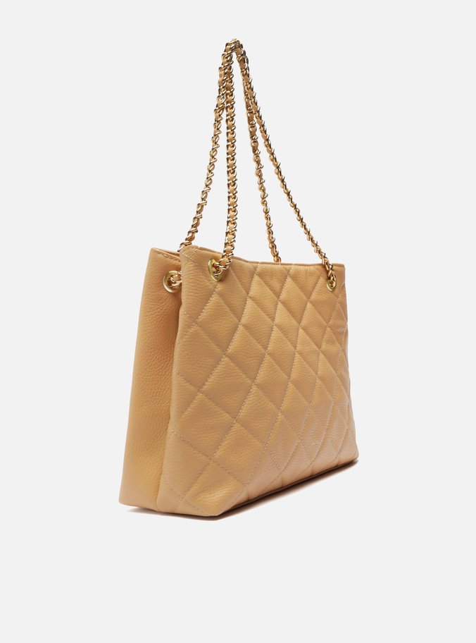 Bolsa Tote Nude Couro Matelassê Média