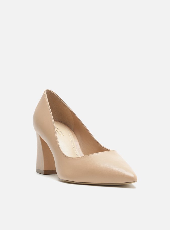 Scarpin Nude Couro Bico Fino Básico City