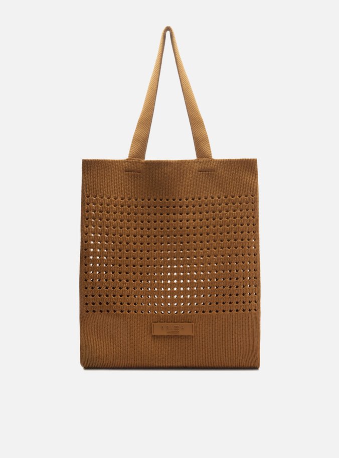 Bolsa Shopping Crochê Marrom Grande Brizza