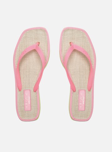 Chinelo de Dedo Rosa Square Palmilha Palha