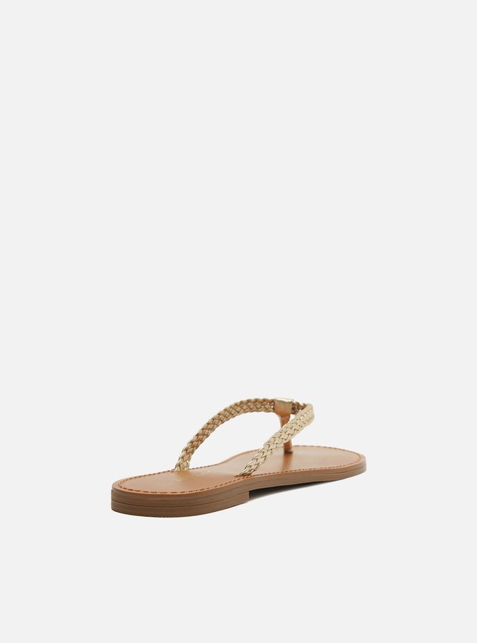 Rasteira Dourada Flat Flip Flop Trançada