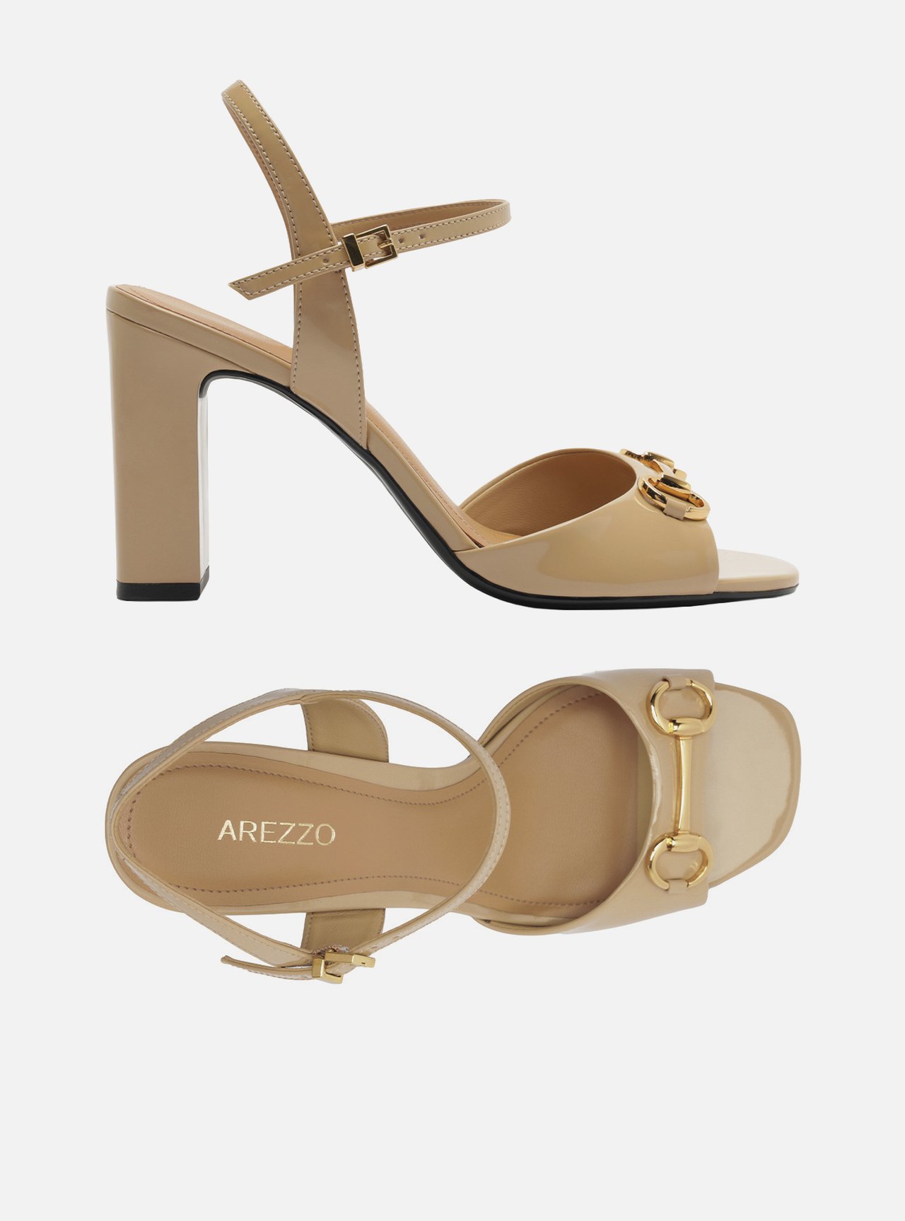 Sandália Nude Verniz Salto Bloco Slingback Bridão — foto 6