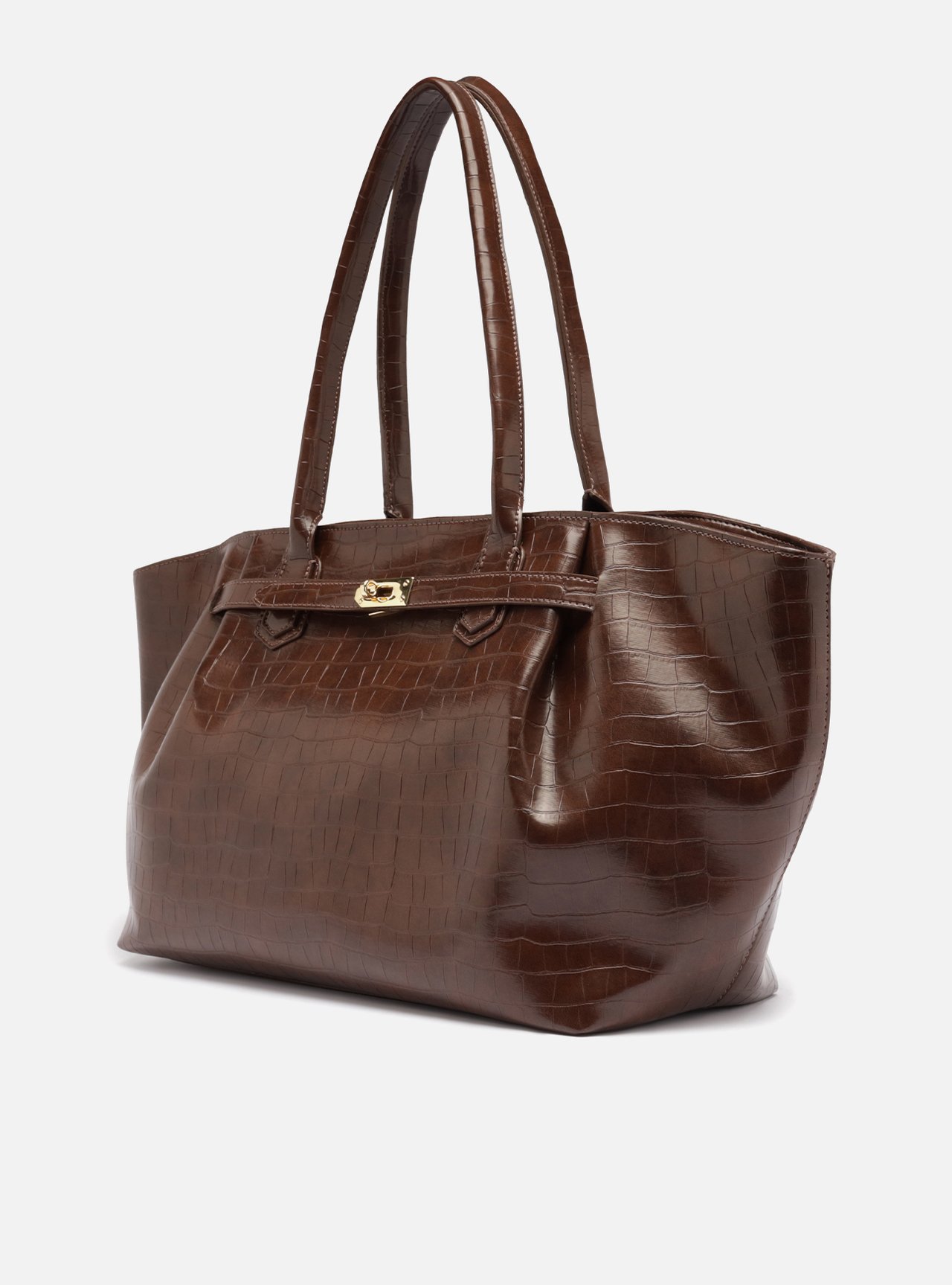 Bolsa Shopping Marrom Grande Croco — foto 2
