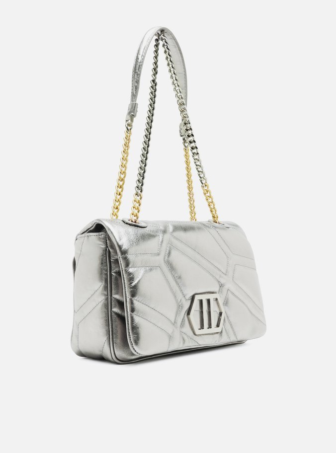 Bolsa Tiracolo Prata Couro Emma Média