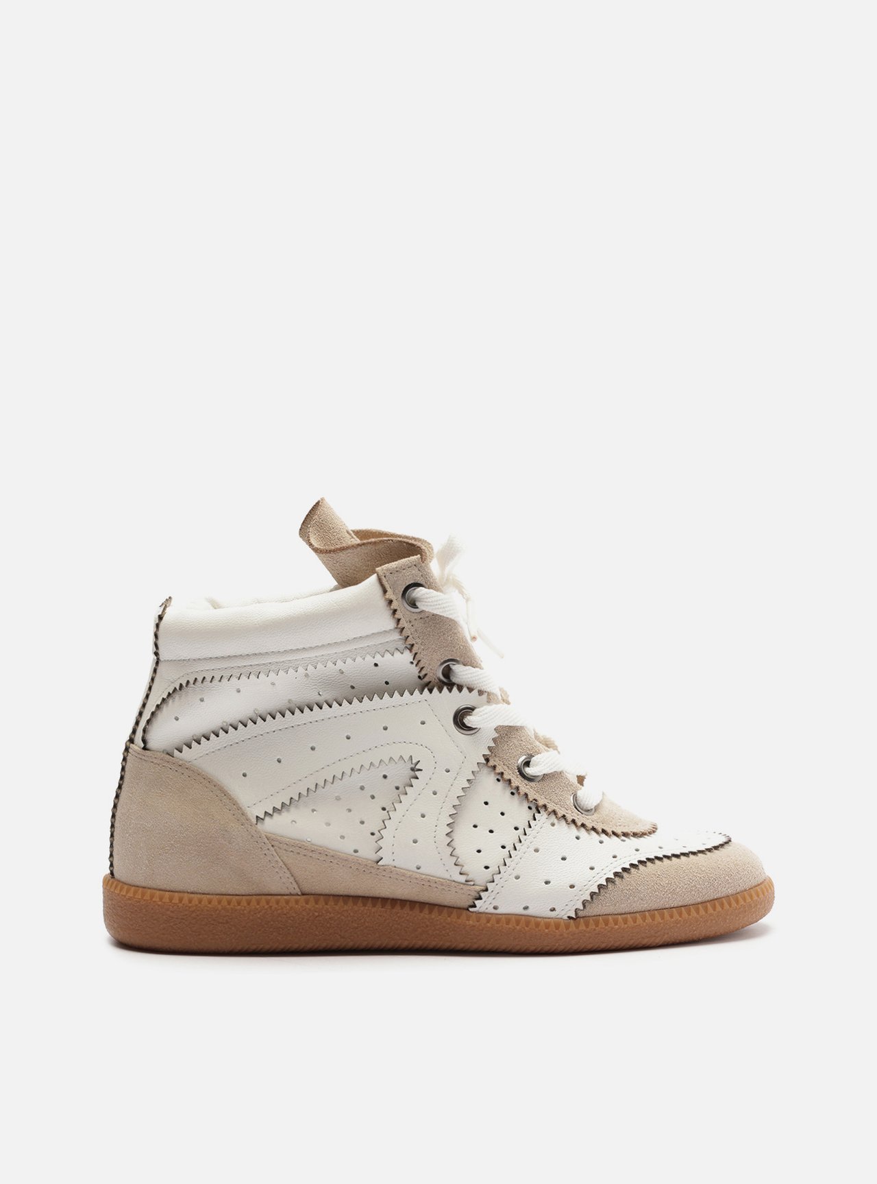 Tênis Sneaker Branco Couro Cano Médio Amarração — foto 1