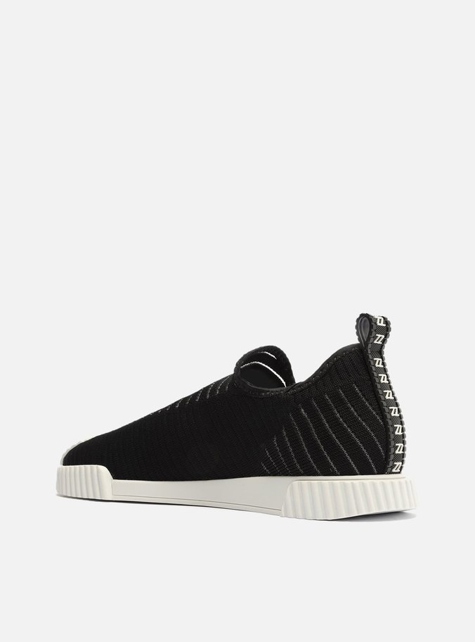 Slip On Preto Knit Sola Baixa Tira Borracha