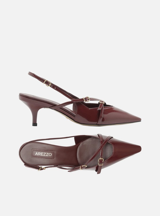 Scarpin Bordô Verniz Salto Médio Slingback Amélia