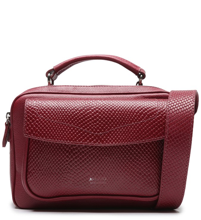 Bolsa Tiracolo Vermelha Couro Snake Bianca Média Flâmula