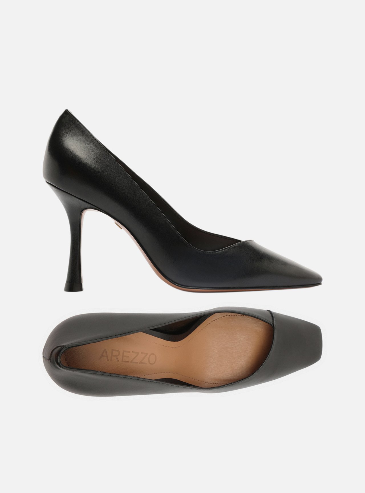 Scarpin Preto Couro Bico Quadrado — foto 5