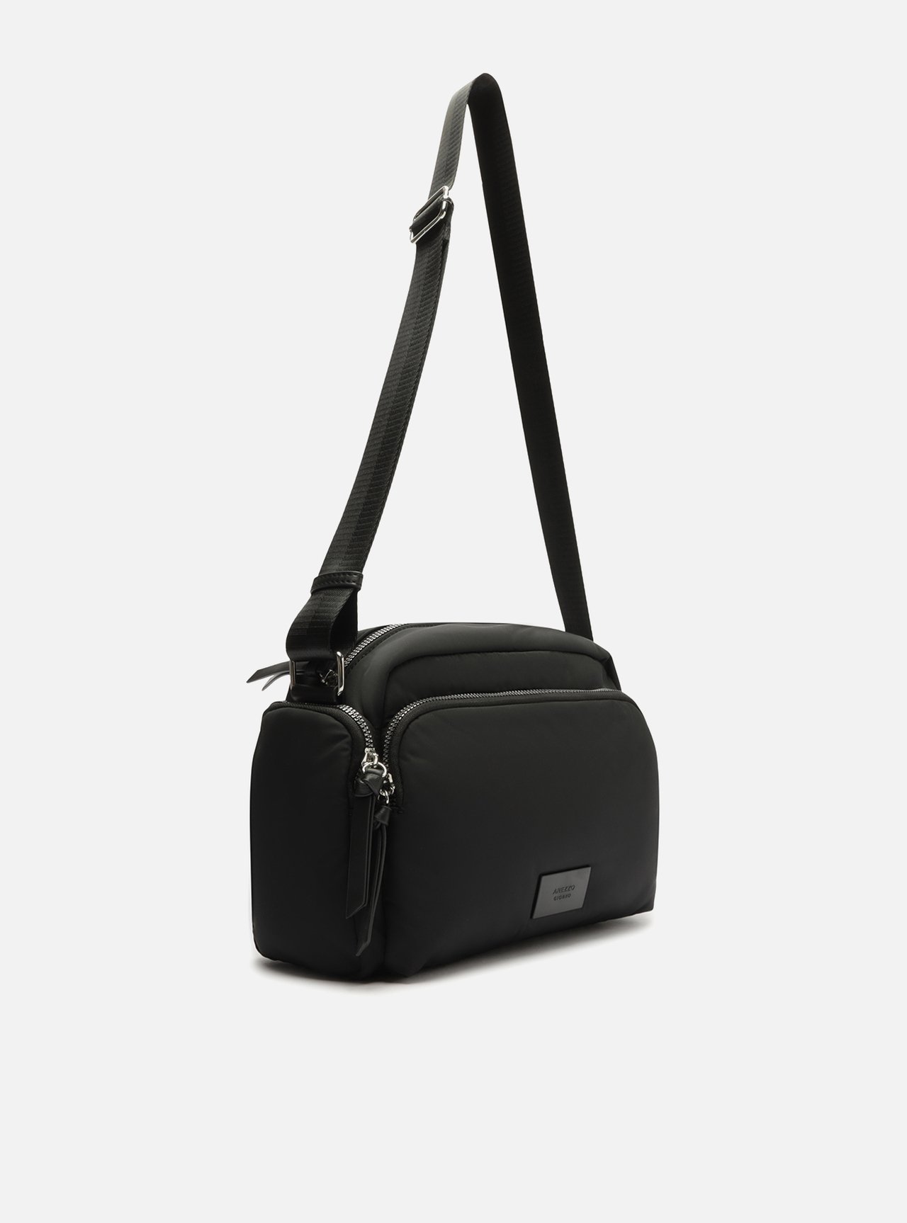Bolsa Tiracolo Preta Nylon Média Bolso — foto 5