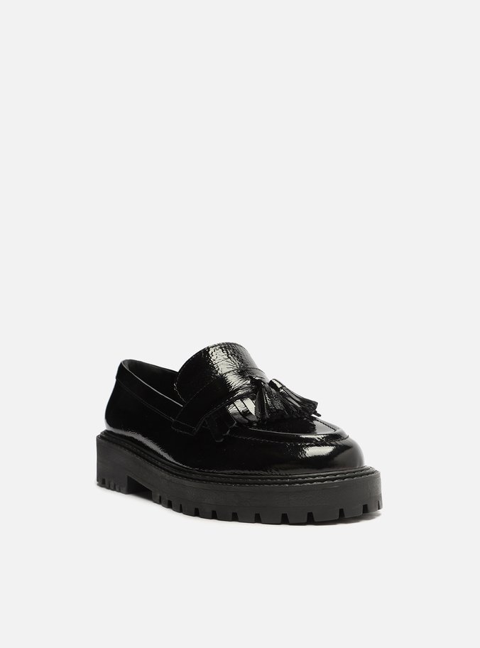 Mocassim Preto Couro Tratorado Barbicacho Harper