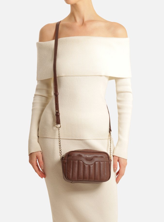 Bolsa Tiracolo Marrom Escura Couro Francine Pequena