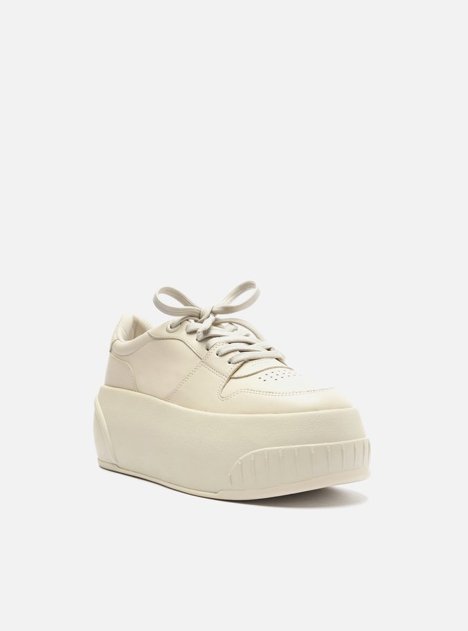 Tênis Nude Couro Flatform Bold