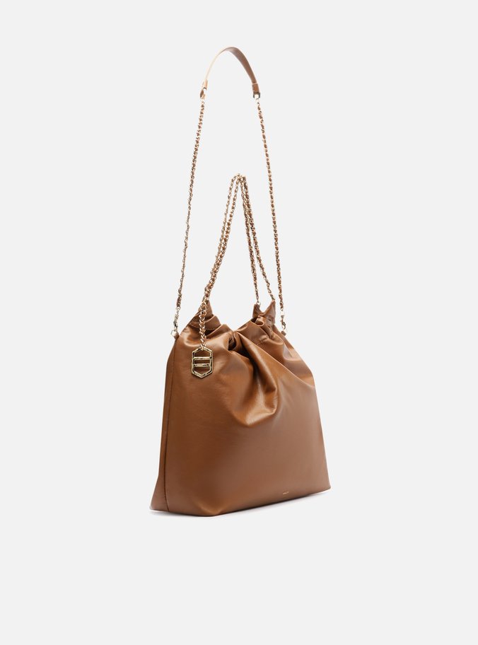 Bolsa Hobo Marrom Couro Grande Alça Corrente