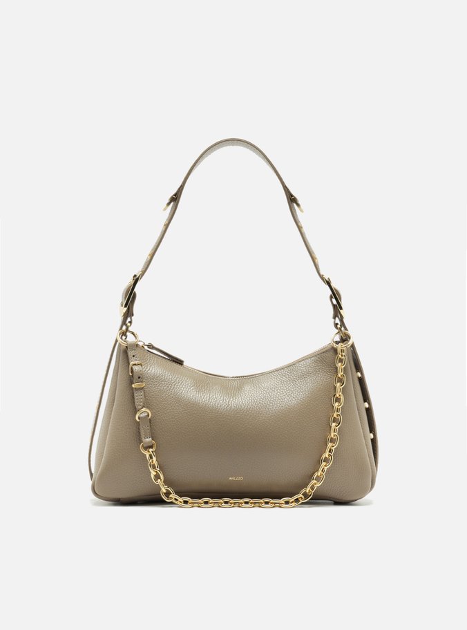 Bolsa Tiracolo Cinza Couro Média Bag Charm