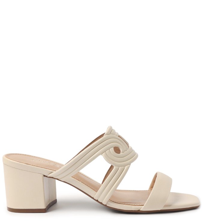 Sandália Off-White Salto Bloco Aberta