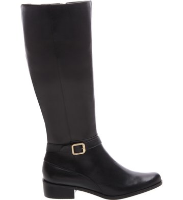 Bota Couro Cano Longo Fivela Daily Preta