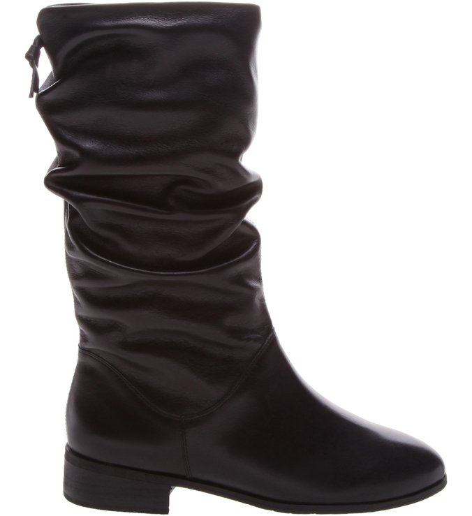 Bota Couro Cano Longo Slouch Preta