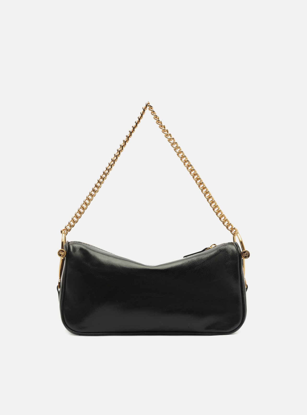 Bolsa Shoulder Preta Couro Média Corrente — foto 3