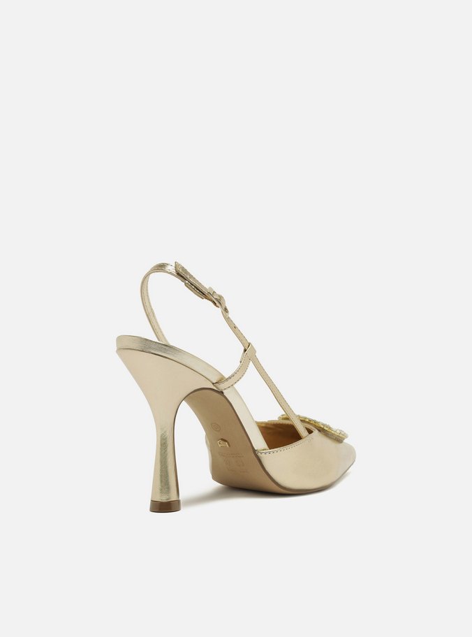 Scarpin Dourado Salto Alto