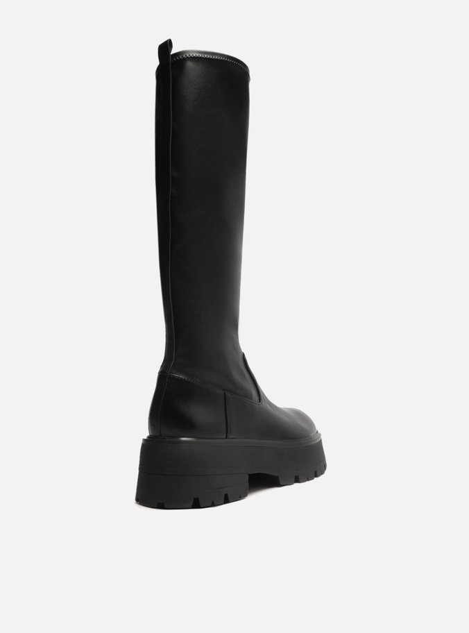 Bota Preta Couro Cano Longo Tratorada Heavy
