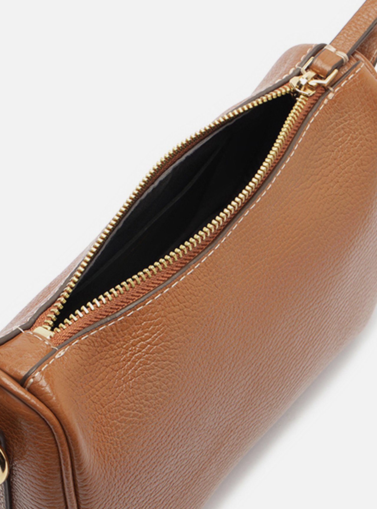 Bolsa Shoulder Marrom Couro Pequena Metais — foto 4