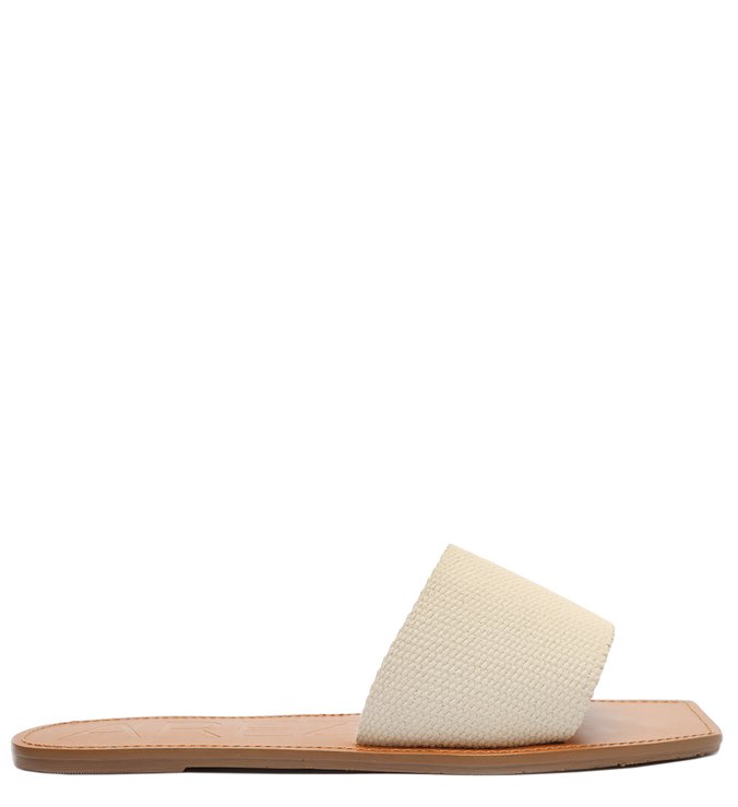 Rasteira Off-White Tira Larga Bico Quadrado