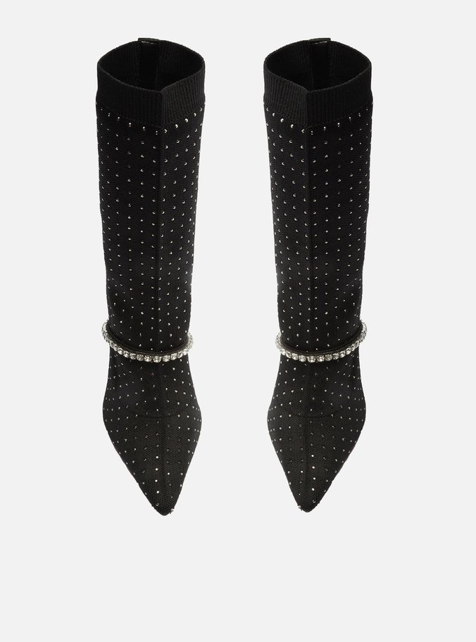 Skinny Boot Preta Knit Cano Curto Aysha
