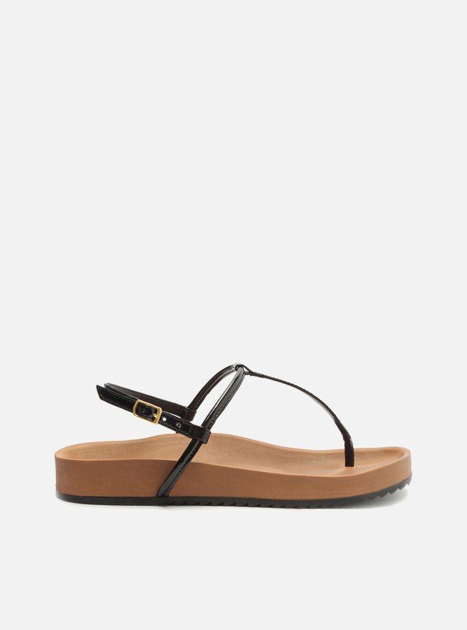 Sandália Papete Preta Flatform Slim
