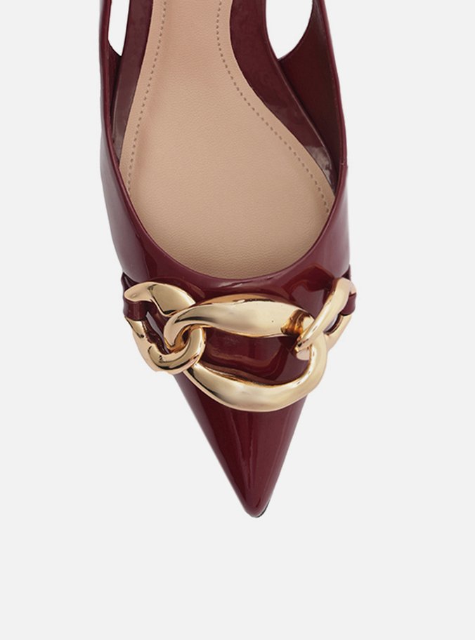 Scarpin Vermelho Salto Kitten Slingback Elos
