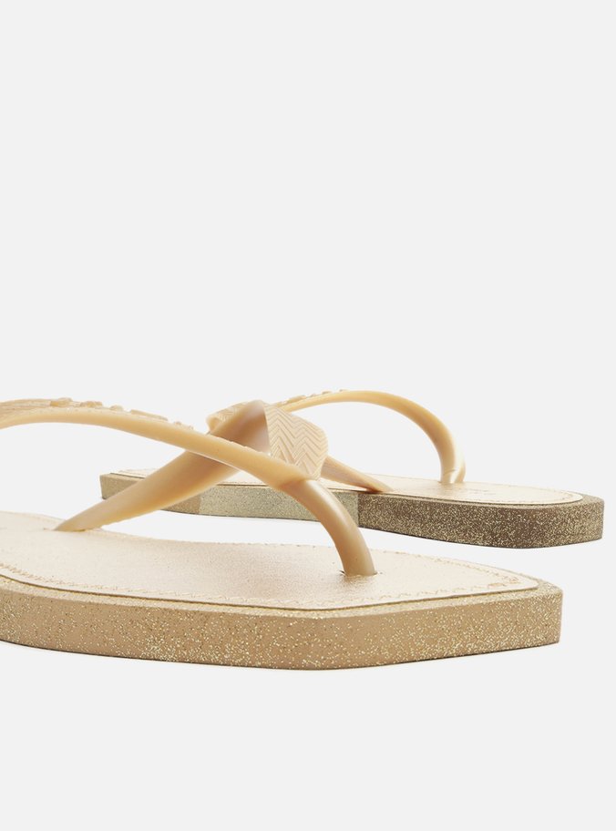 Chinelo de Dedo Dourado Glitter Square Brizza