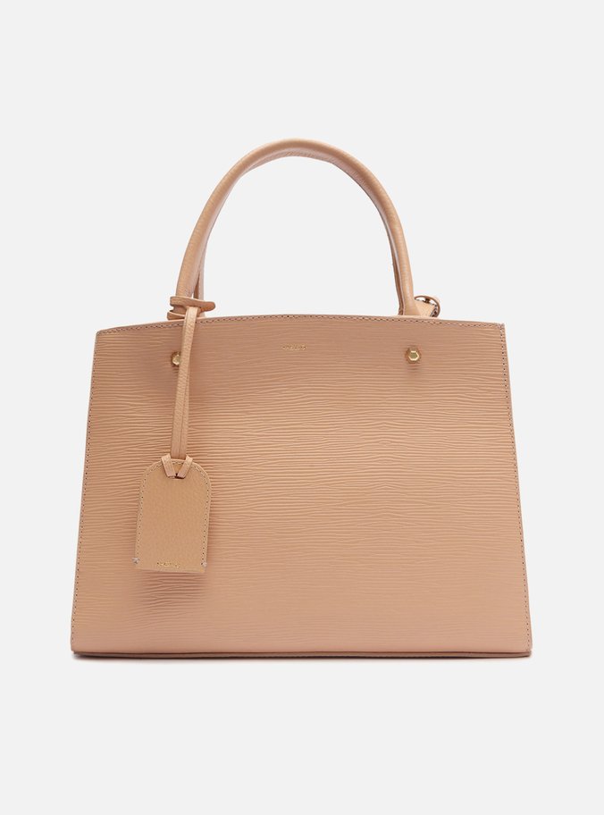Bolsa Tote Bege Couro Wave Bella Média