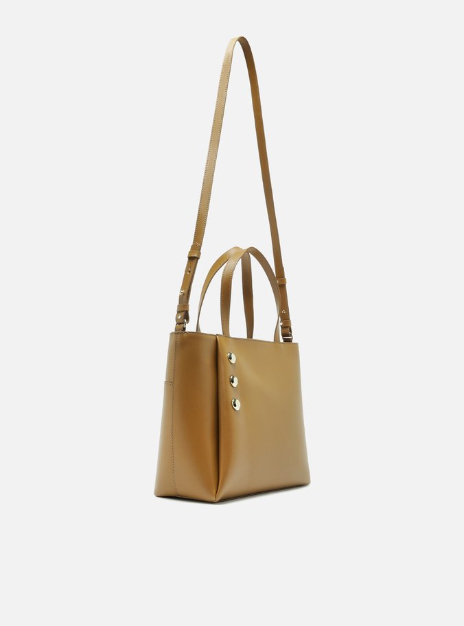 Bolsa Shopping Marrom Grande Detalhe Metais