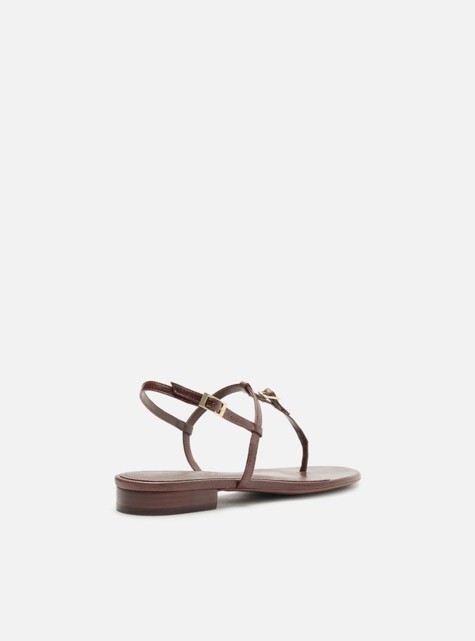 Sandália Marrom Dark Couro Slim Fivela