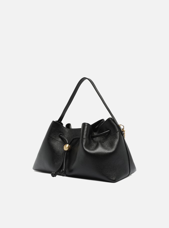 Bolsa Bucket Preta Couro Média Knot