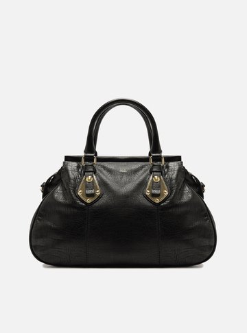 Arezzo — Bolsa Tote Preta Couro Grande Metais