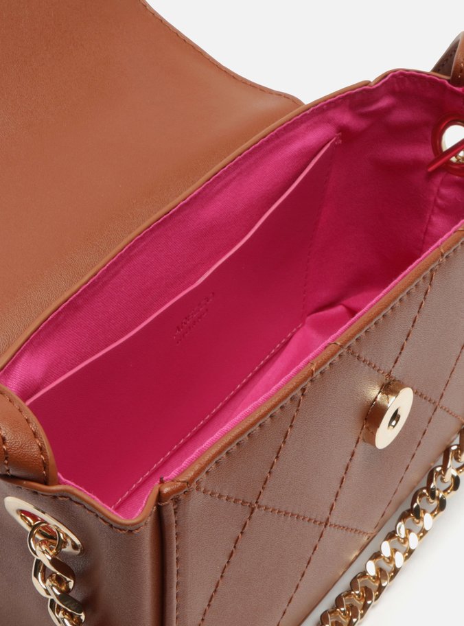 Bolsa Tiracolo Marrom Pequena Corrente Metal