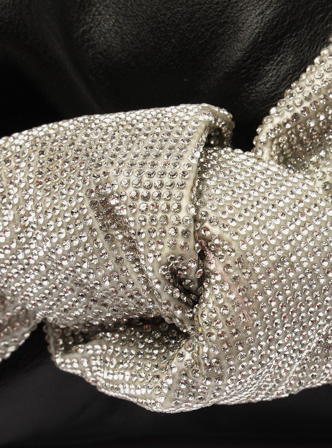 Bolsa Clutch Preta Couro Kira Strass