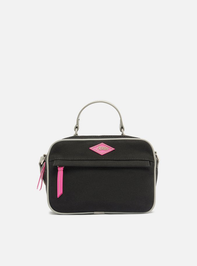Bolsa Tiracolo Preta Lona Prione Média