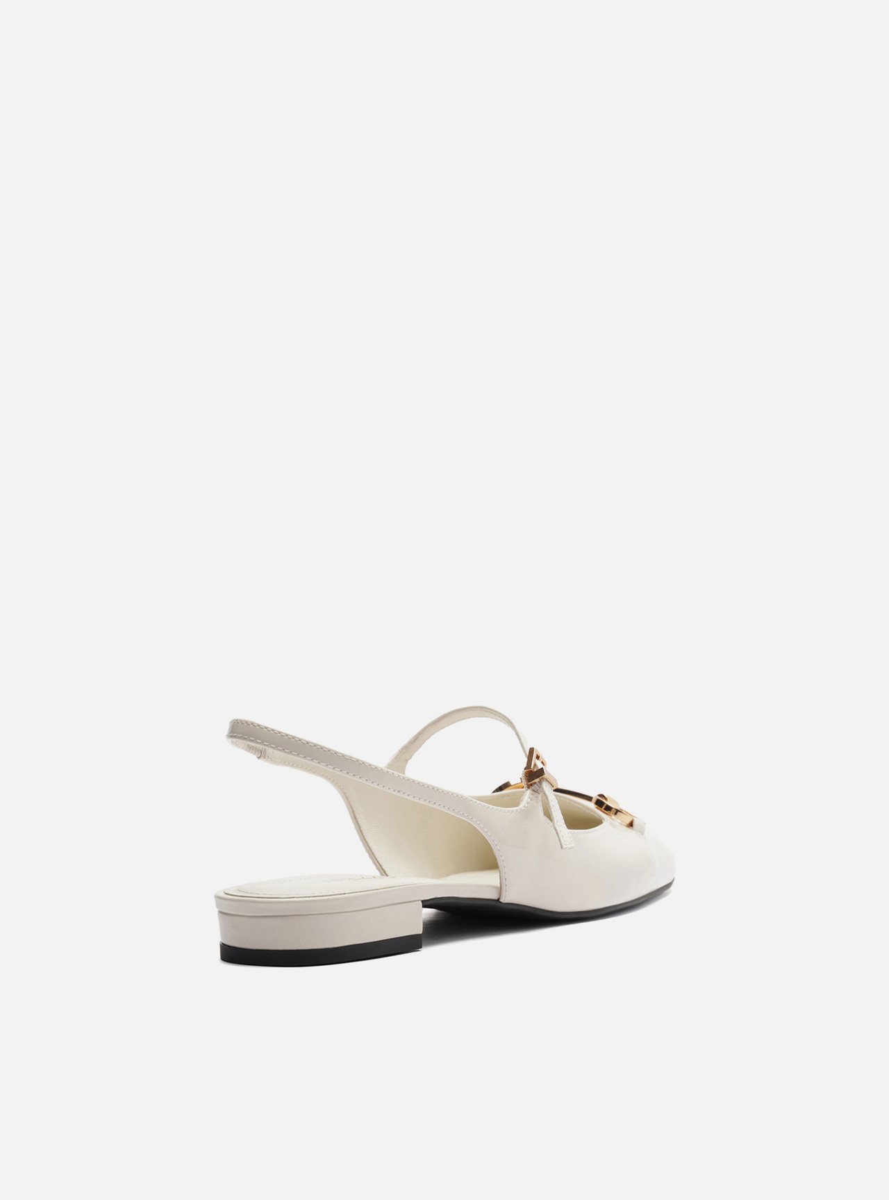 Sapatilha Boneca Branca Verniz Slingback Bridão — foto 3