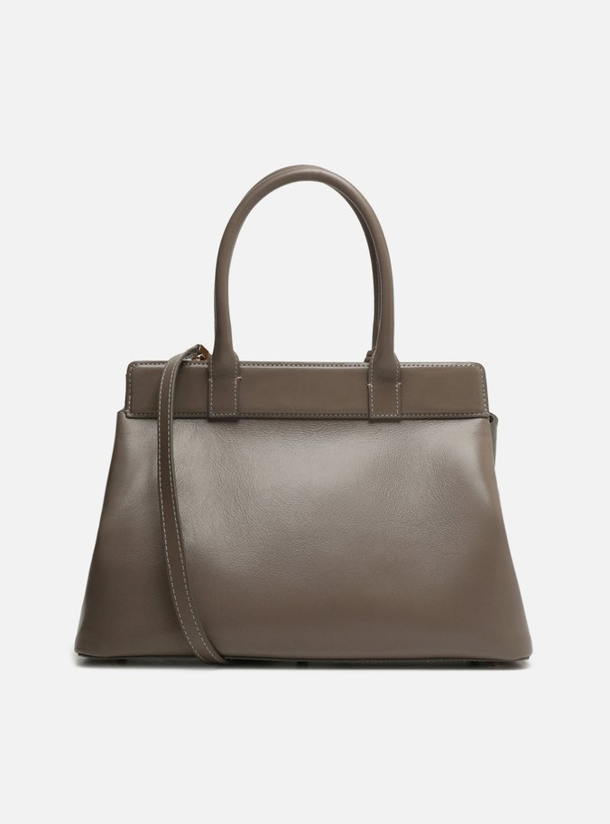 Bolsa Tote Cinza Couro Grande Bag Charm Victória