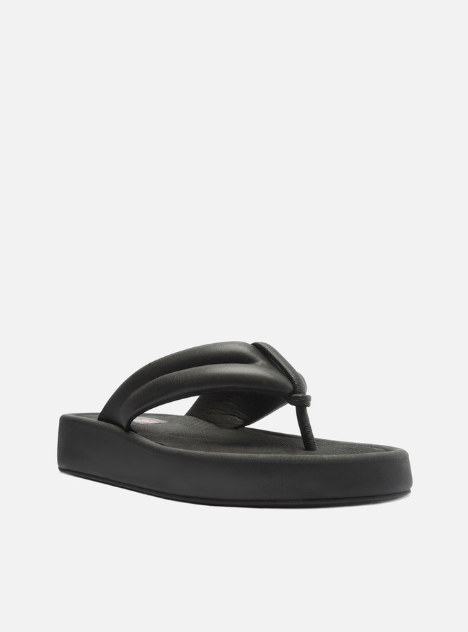 Sandália Preta Tiras Largas Flatform Kim Flex