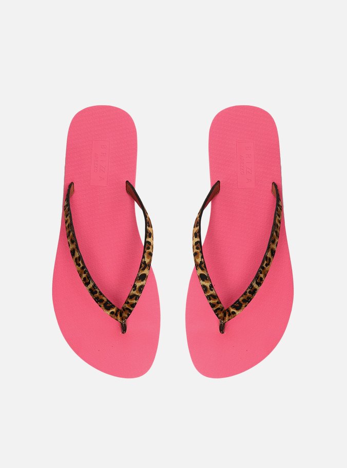 Chinelo Rosa e Animal Print Brizza Strap