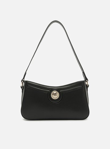 Bolsa Shoulder Preta Média Detalhe Metal