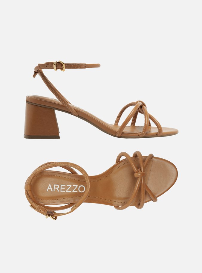 Sandália Marrom Salto Bloco Custom Anklet