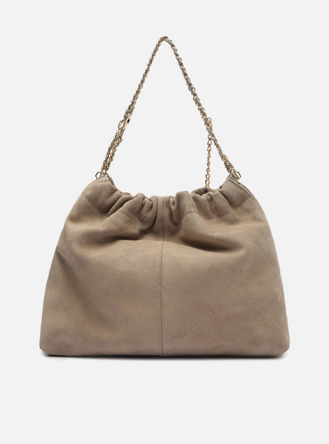 Bolsa Hobo Cinza Couro Acamurçado Esther Grande