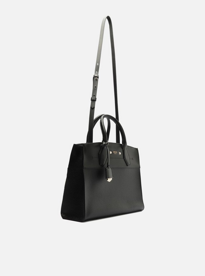 Bolsa Tote Preta Giorno Grande Moldura