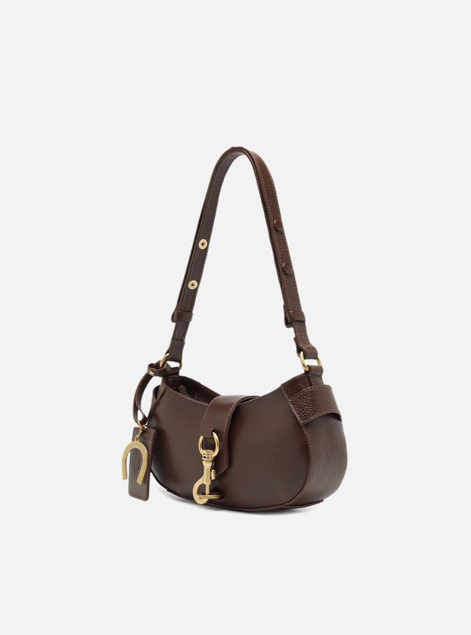 Bolsa Tiracolo Marrom Couro Pequena Bag Charm